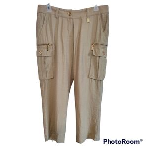 Michael Kors tan crop utility pants woman size 4